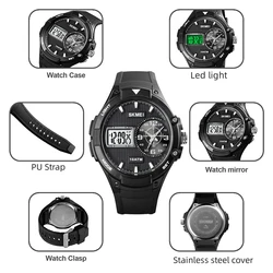 Skmei 100m Waterproof Men's Sport's Watch 3 Time Led Chronograph Digital Military Wirstwatch Relogio Masculino