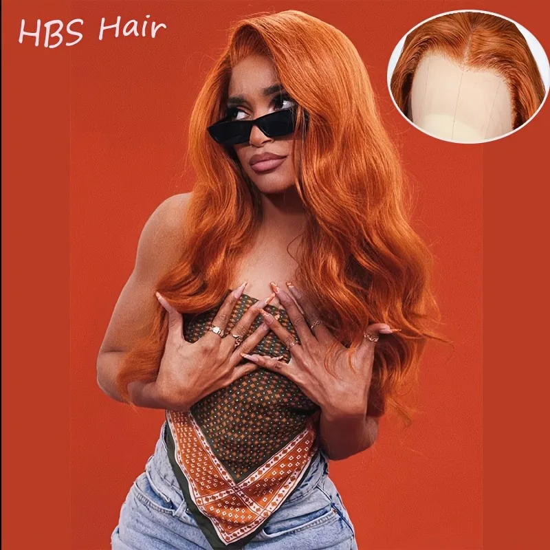 

Ginger Orange Short Bob Wig Body Wave 13x4 HD Transparent Lace Front 200% Density Glueless Wigs Human Hair With Baby Hair Wigs H