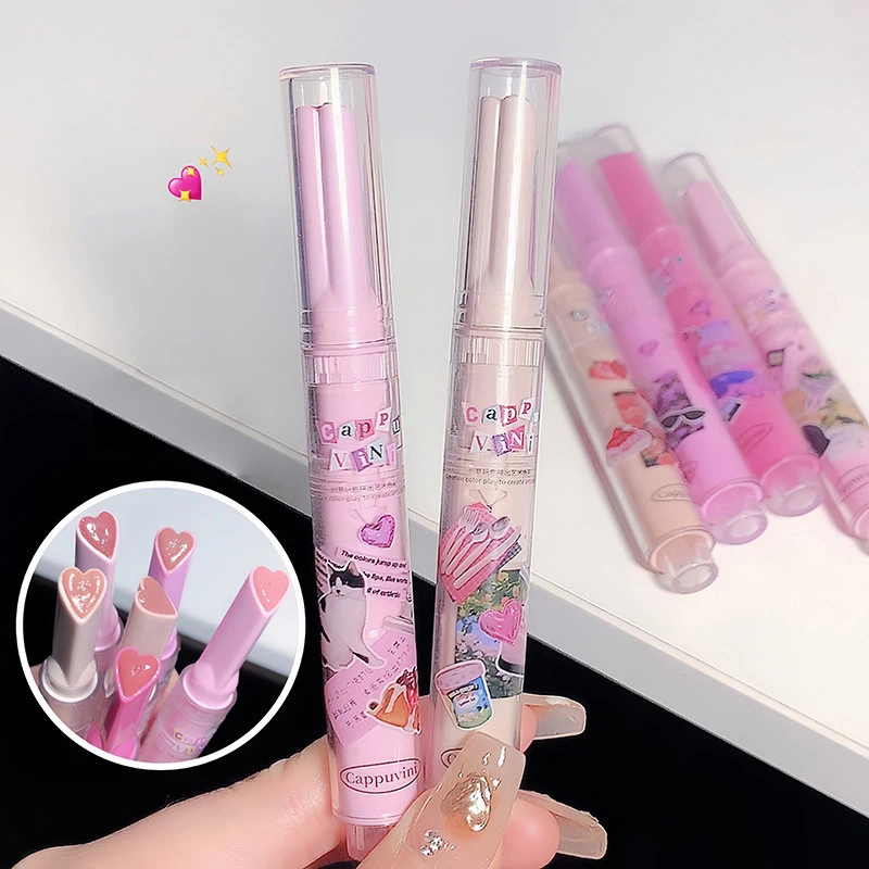 Flower Jelly Water Lip Gloss, batom em forma de amor, luz clara, matiz hidratante labial, copo antiaderente, 1pc