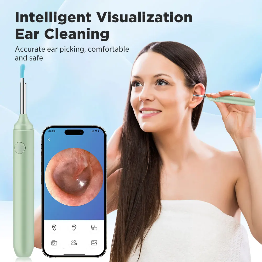 Wireless Smart Ear Pick Intelligent Visual Earpick Household Luminous Ear Picker for Adult and Children Ear Canal Cleaning