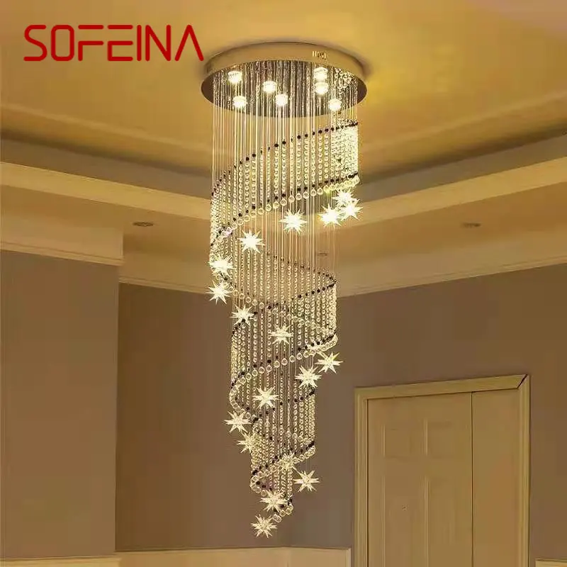 

SOFEINA Modern Luxury Crystal Pendant Hanging Lamp LED Vintage Creative Villa Chandelier for Home Living Room Staircase