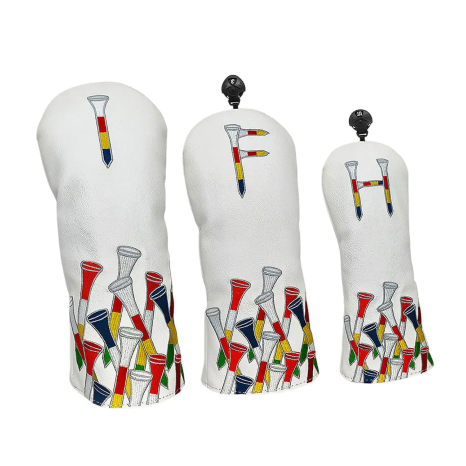 

3x Golf Wood Headcover Scratchproof Premium Protective Sleeve Golf Supplies