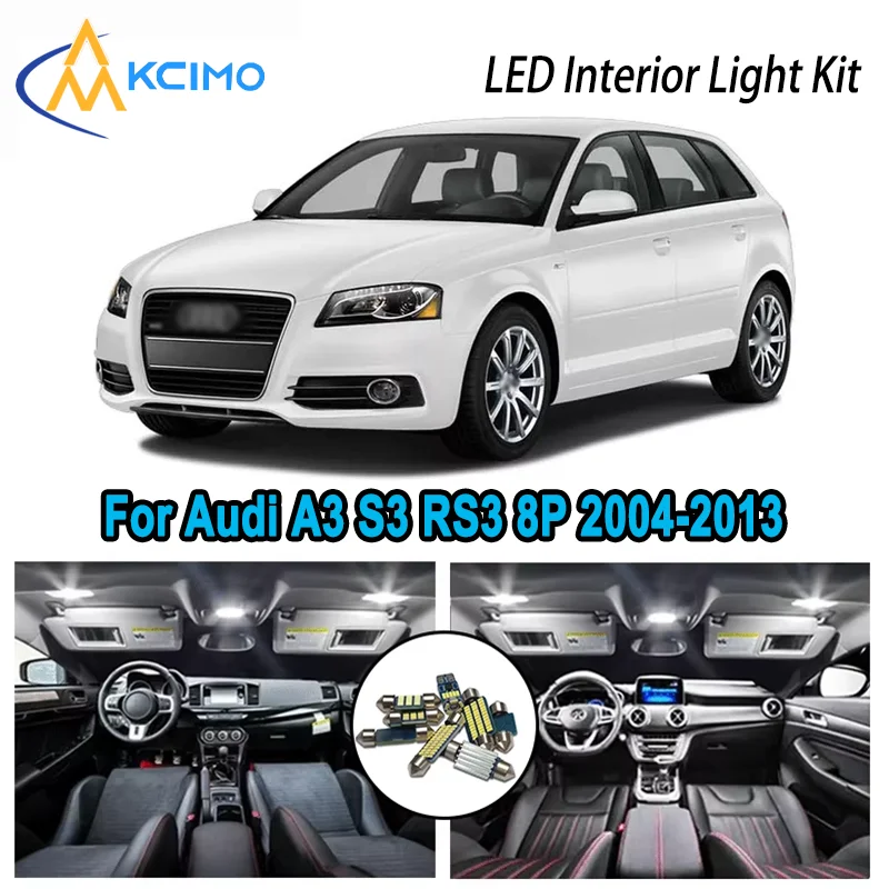 

For Audi A3 S3 RS3 8P 2004-2013 2005 2006 Premium Bright LED Interior Dome Map Trunk Light Kit Car Led Lamps Canbus No Error