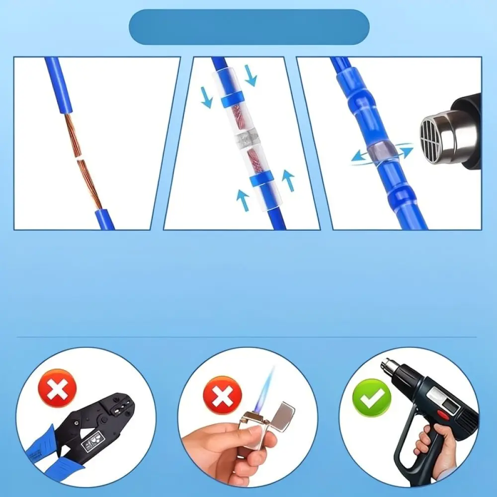 Solder Seal Wire Connectors Heat Shrink Butt Terminals Waterproof Electrical Splice Set For CNHH Marine Vehicle Cable Connection