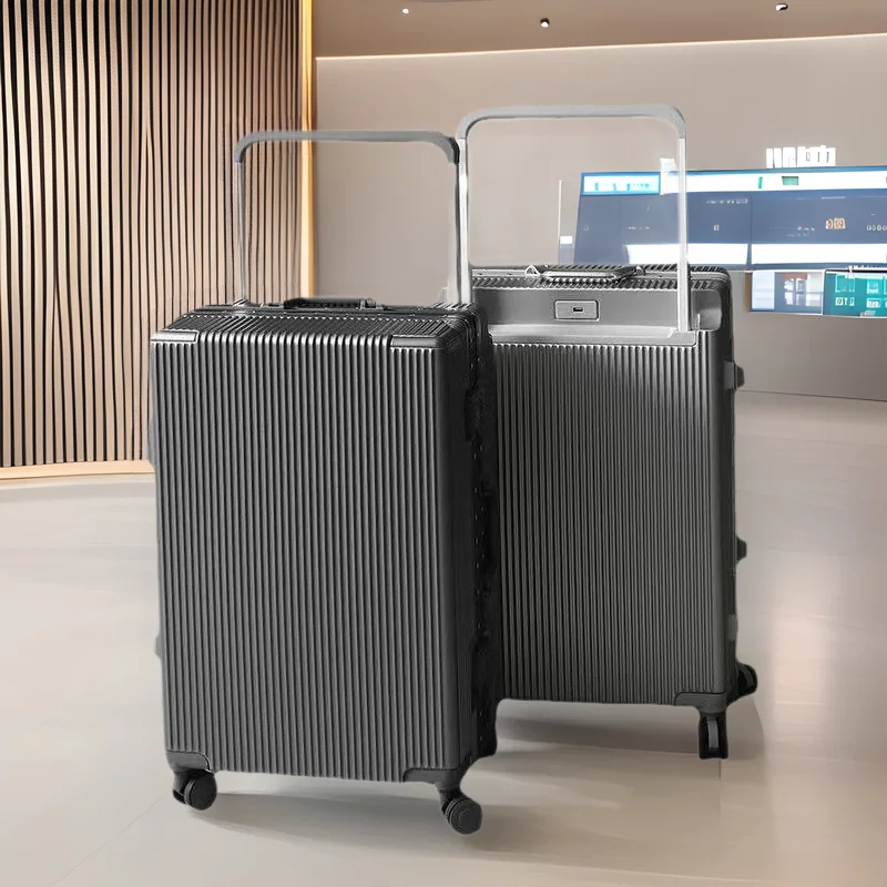 20/24 بوصة حقيبة سفر حقيبة تروللي بعجلات واسعة مع عجلات إطار من الألومنيوم حمل على الأمتعة المقصورة الصعود صندوق المتداول الأمتعة #2