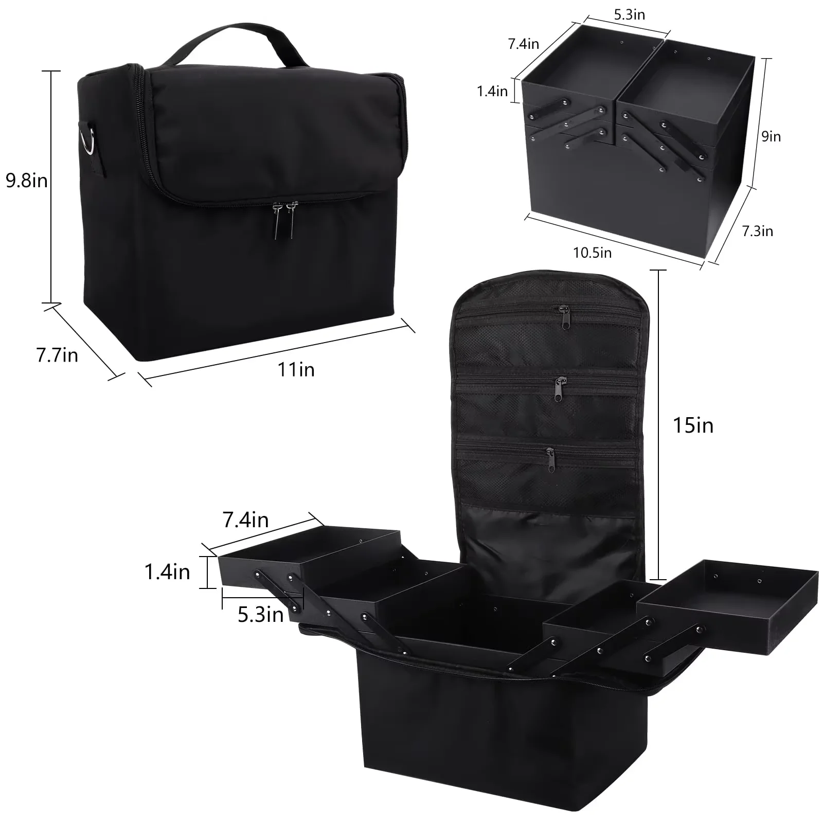 Large Capacity Multi-layer Women\'s Cosmetics Bag Folding Manicurist box Portable Cosmetic Bag Travel Makeup Case Tool Storage