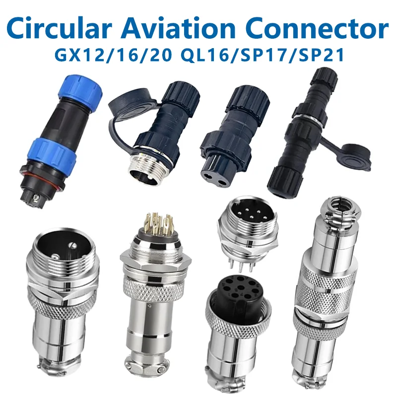 

SP17 SP21 QL16 GX16 GX12 GX20 Male Female Circular Docking type Aviation Connector Plug Panel Connector 2/3/4/5/6/7/8/9/10Pin