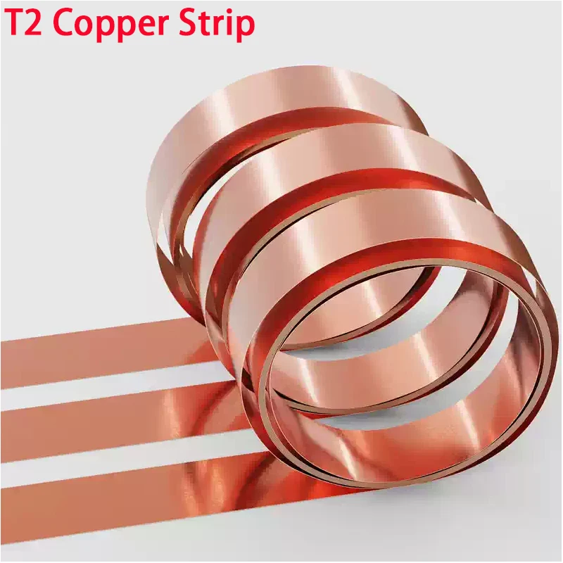 

1 Meter Width 10-120mm 99.99% Pure Copper Foil Strip High Purity T2 Red Copper Shielded Sheet Roll Thickness 0.01mm -1mm