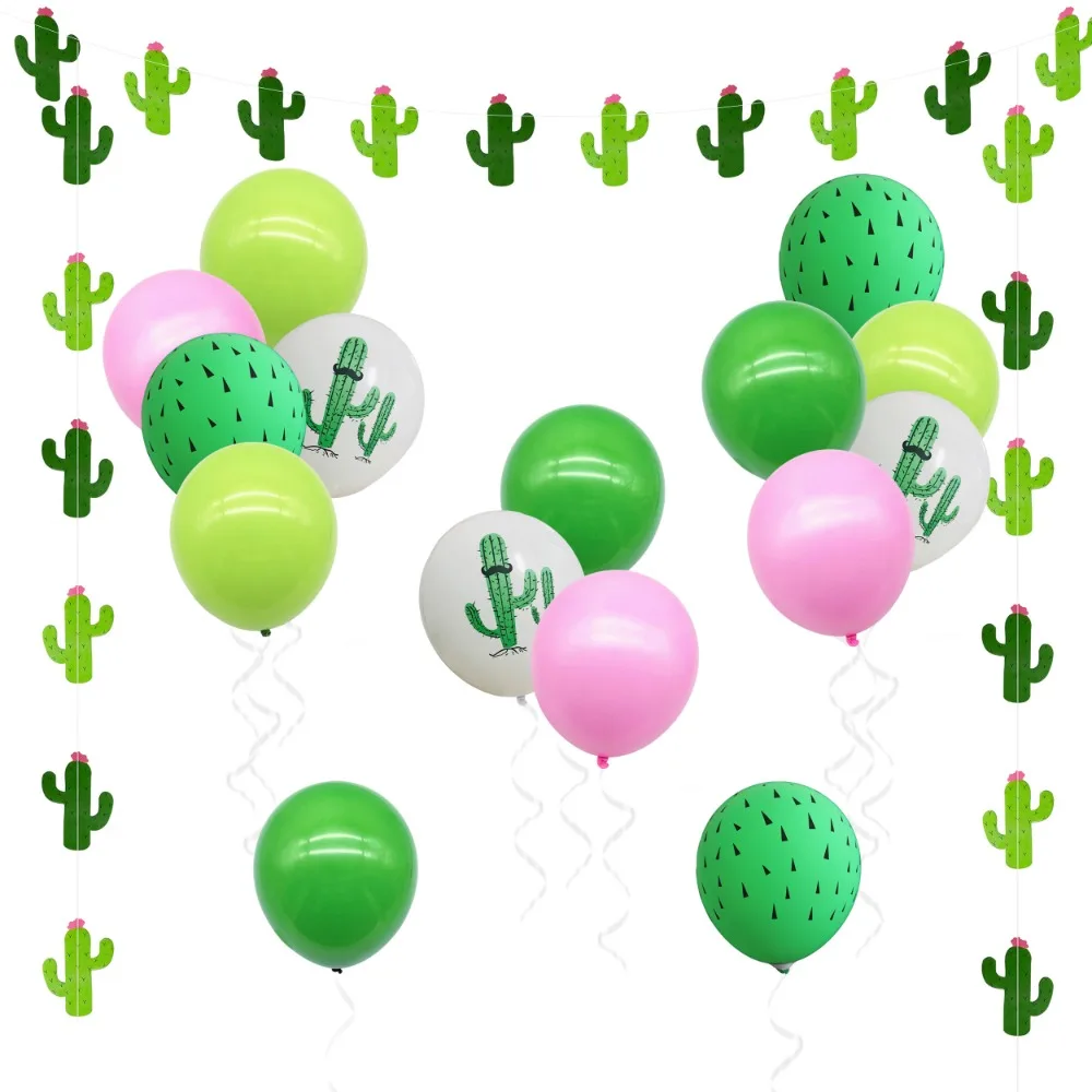 Grün-Rosa Tropische Kaktus-Geburtstagsparty Kaktus-Banner Latex-Ballons Dekoration für Sommer-Hochzeit Luau Hawaiianische Party-Deko