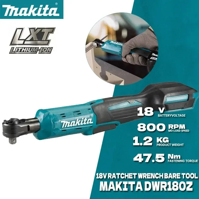 Makita DWR180Z Compact Bend Head Ratchet Wrench 18V LXT Cordless Brushless Tool For Car Engine Maintenance Jobs
