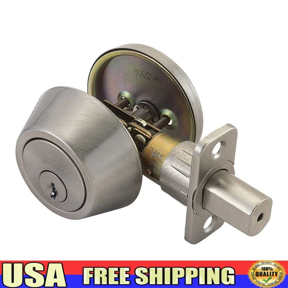 

Single Cylinder 6-Way Universal Deadbolt Keyed Lock Satin Nickel Finish Residential Security Easy Installation 1-Inch Latch