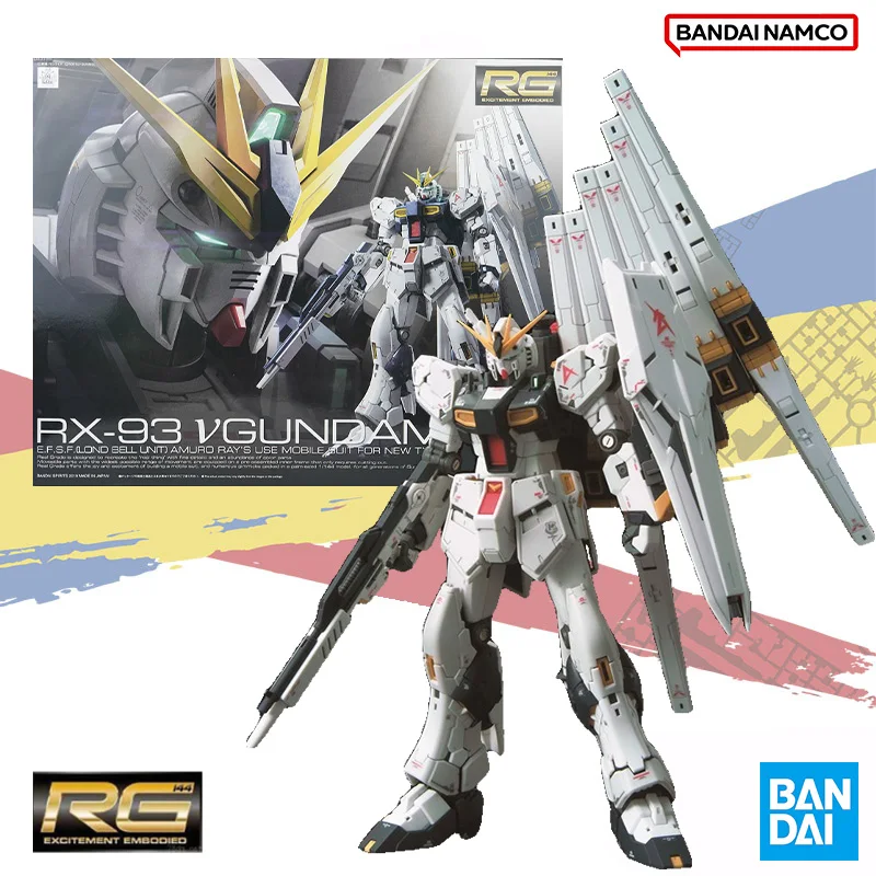 Bandai Original RG 1/144 Mobile Suit RX-93 VGUNDAM SET Anime Action Figure Assembly Model Kit Toy Gift for Childern Kids soldier