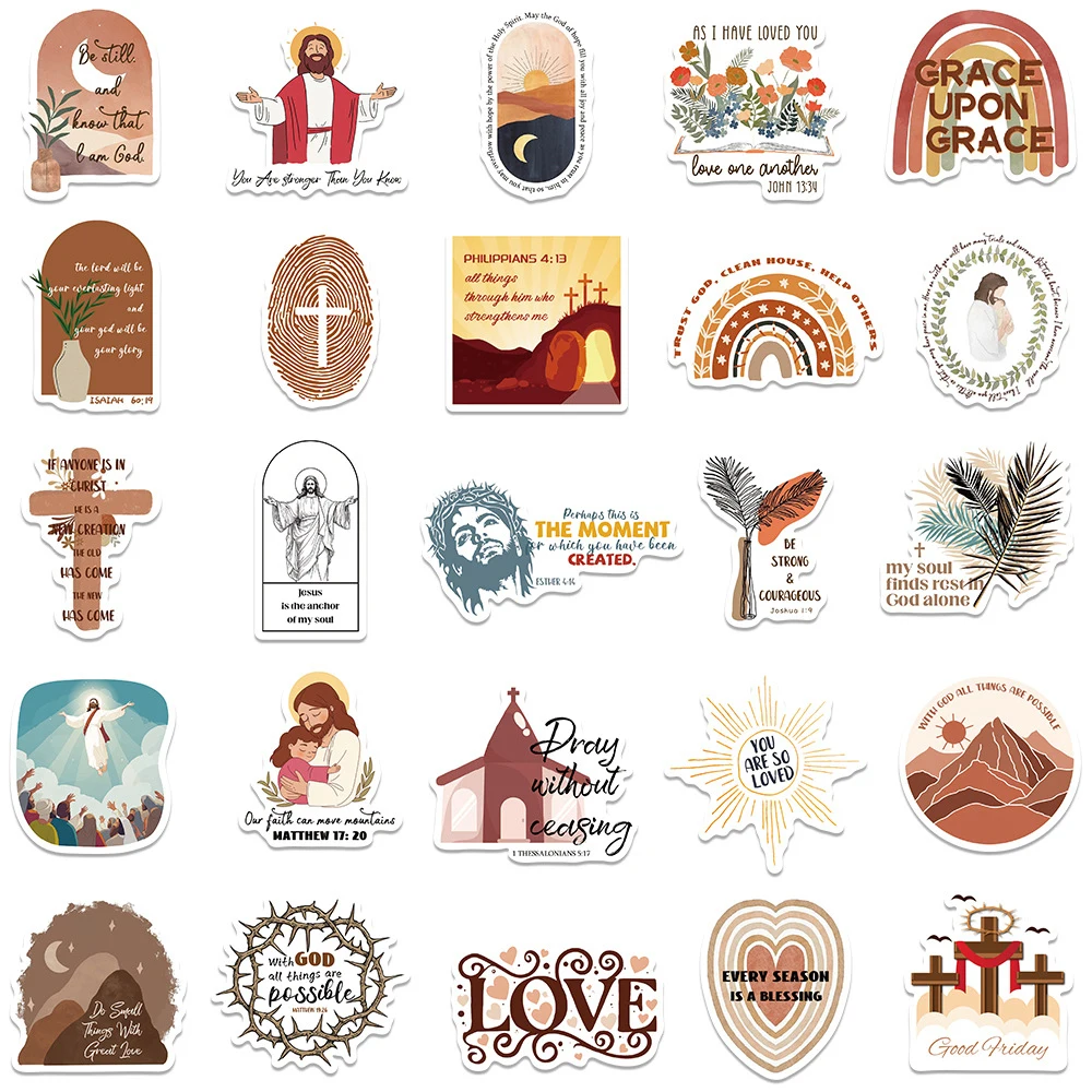 10/30/50pcs Jesus Phrase Christians Religion Bible Graffiti Stickers Decals Kids Toys Laptop Phone Suitcase Stationery Sticker