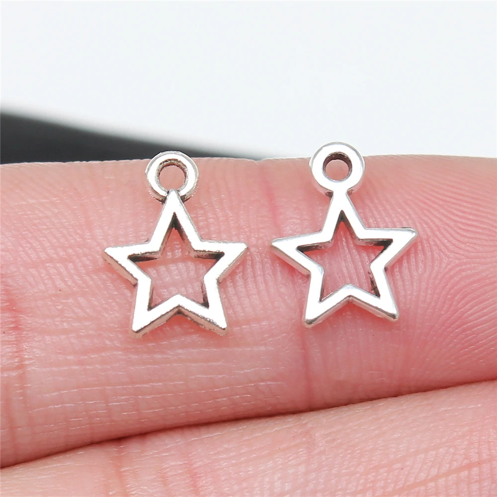 WYSIWYG 40 sztuk 12mm antyczne srebro kolor antyczny brąz śliczne gwiazda Charms Tiny gwiazda Charms pięcioramienna gwiazda Charms