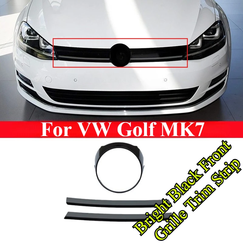 

For VW Golf MK7 Bright Black Front Grille Trim Strip Red Overlay Styling Cover Modified Black Knight Style Exterior Accessories