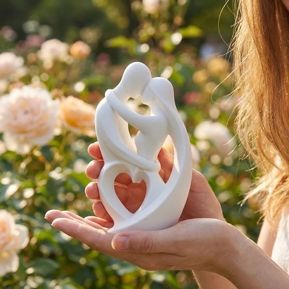 3D Printed Hugging Couple Sculpture Romantic Minimalist Lovers Figure Table Figurines Plastic Funny Embracing Couple Ornament