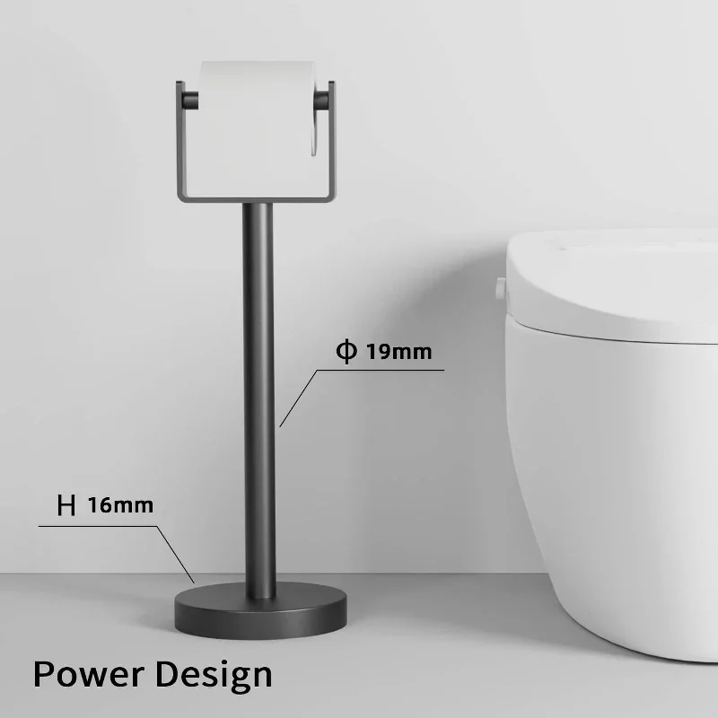 Modern Simple Bathroom Tissue Holder, Floor Standing Toilet Paper Stand with Heavy Base, Stainless Steel Rustproof