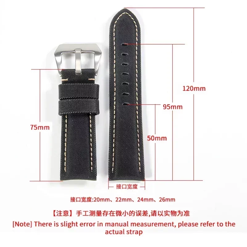 Breathable Carbon Fiber Grain Leather Watch Strap for Panerai 441 Pam01661 Men Anti-Allergy Watchband Nylon 20 22 24 26mm