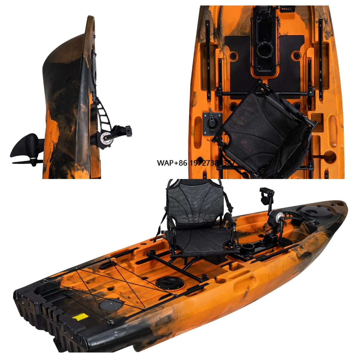 

Small Foot Pedal Fishing Kayak Lldpe/ldpe/hdpe Material Electric Motor Kayak Length 2.9m