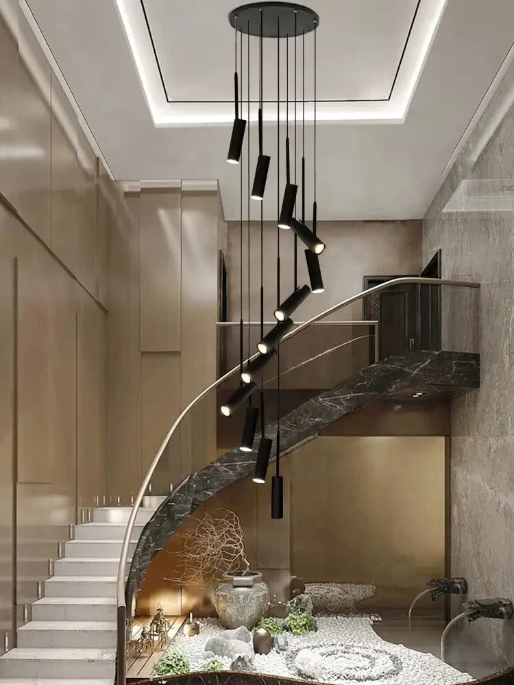 Imagem -02 - Modern Led Spotlight Teto Lustre Designer Lustre Iluminação da Cozinha Sala de Estar Lâmpada Staircase Long Chandelier Novo 2024