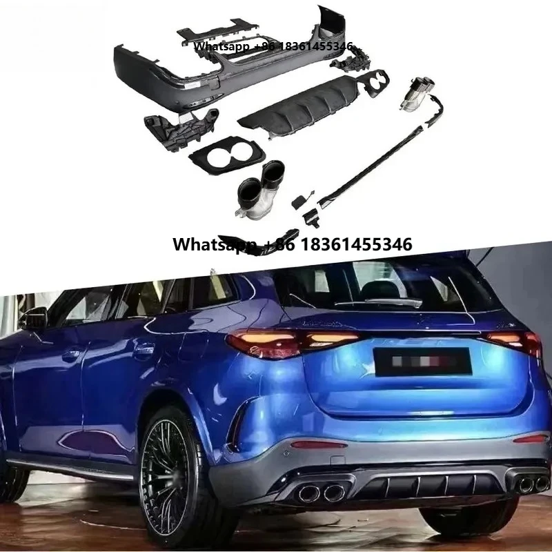 

ABS Rear Bumper Lip Diffuser With Black Exhaust Tips Body Kits X254 GLC260 GLC300L SUV GLC63 2023-2024 Car Styling