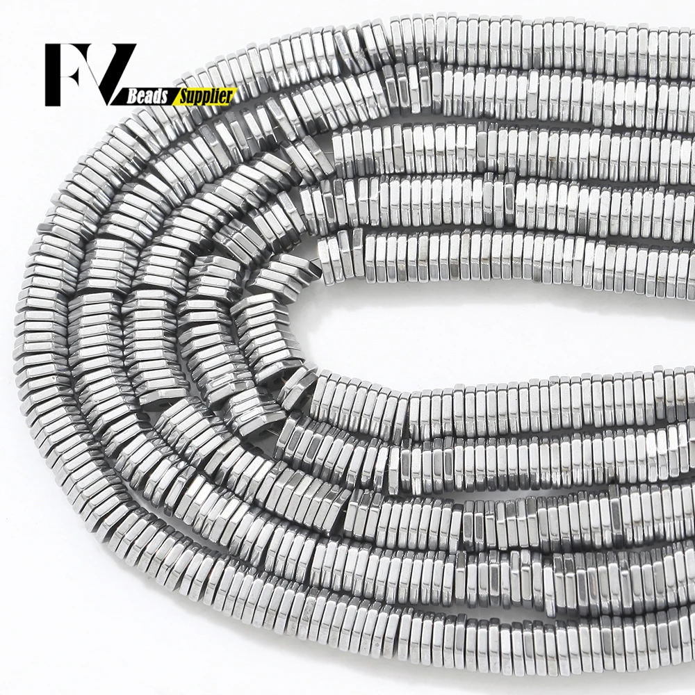 4x1/6x1mm Slivery Hematite Stone Beads Loose Hexagonal tablet Beads For Jewelry Making Diy Necklace Bracelet Accessories