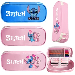 Stitch Disney Kids Print Pencil Box Stationery Penbag Pencilcase Oxford Cloth Student Supplies Cartoon Anime Boys Girls Gifts