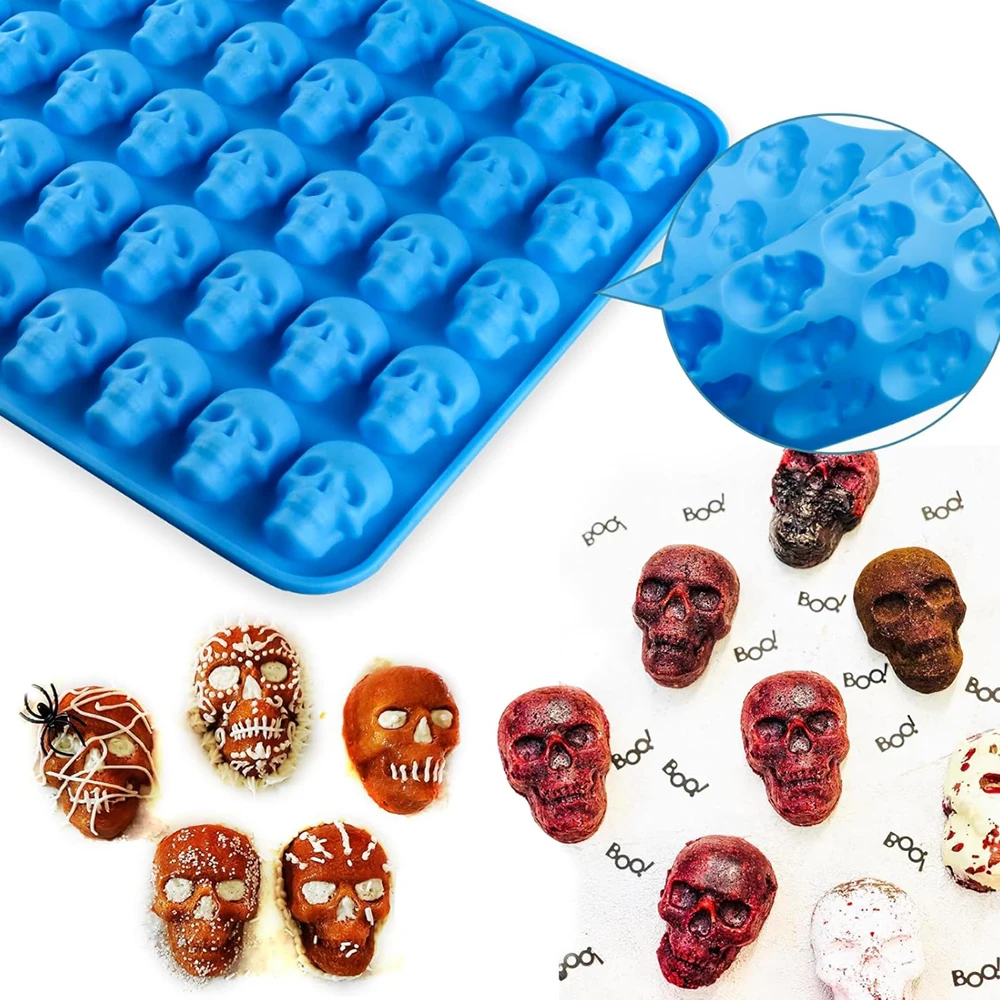 1/2/4pcs skull mini skull silicone mold used for making pet chocolate candy, jelly, gummies, ice cubes, snacks with droppe