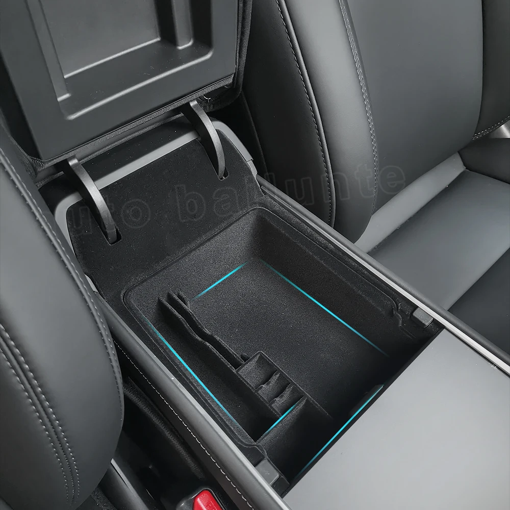 

For Tesla Model 3 Model Y 2021 2022 2023 Car Central Armrest Storage Box Flocking/ABS Interior Accessories