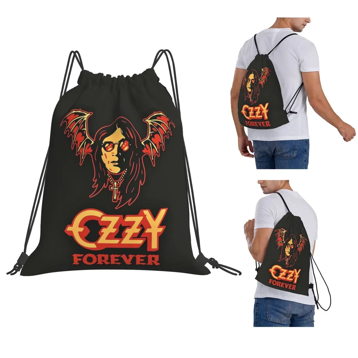 

Ozzy Osbourne Merch Album Cover Backpacks Fashion Drawstring Bags Storage Bag Book Bags for Man Woman Students
