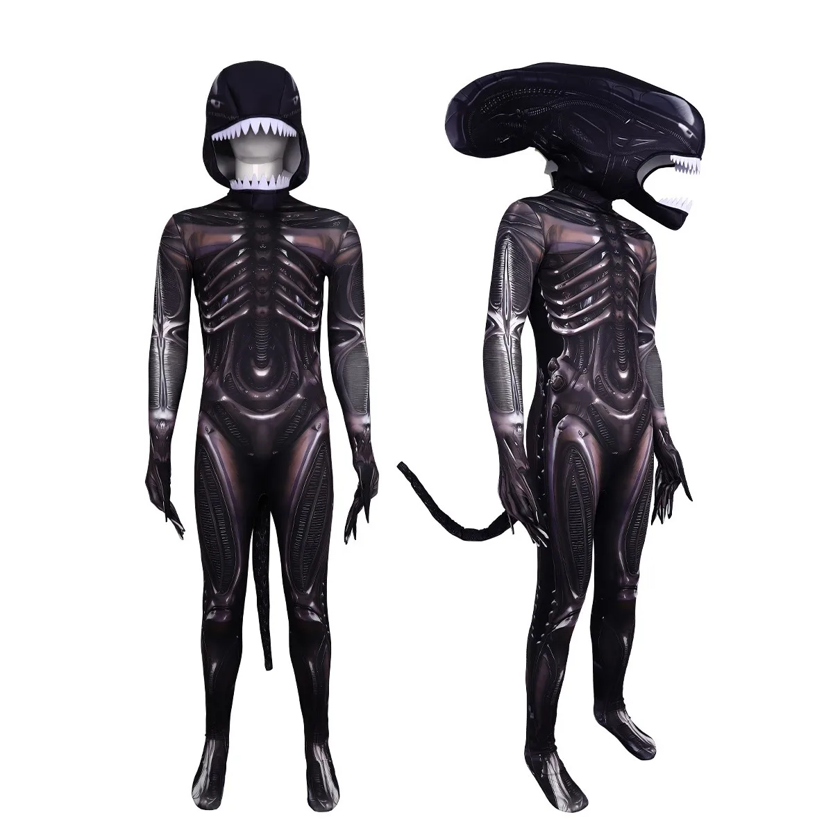 Adult Alien Xenomorph Costume Sci-Fi Movie Monster Halloween Space Cosplay Costumes Jumpsuit Dress Up Outfits