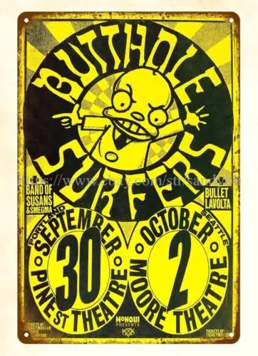 wall decor 1990s Butthole Surfers Portland Seattle Concert Poster metal tin sign sign