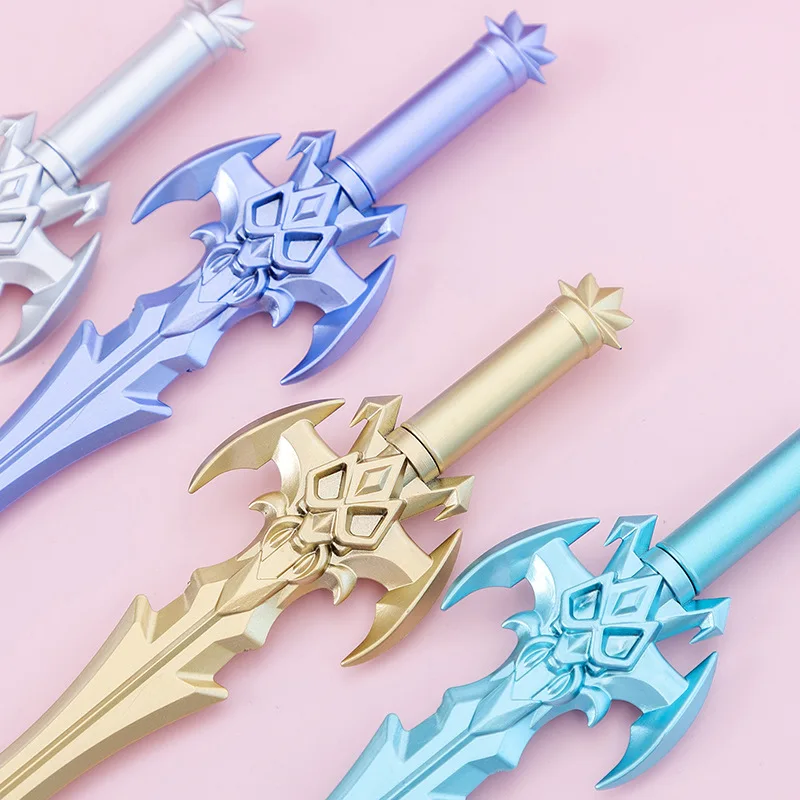 4pcs Creative Arms Sword Props Blue Gel Pen Student Writing School Study Stationery Office Supplies