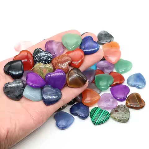 20mm Heart Shape Stones Natural Crystal Amethyst Agate Love Hearts Mineral Healing Gemstones Gravel Specimen Home Decoration