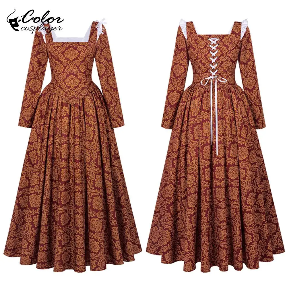 

Color Cosplayer Vintage Dress Italian Renaissance Costume Lady Dress Queen Cosplay Dress Medieval Gown Carnival Long Sleeve Robe