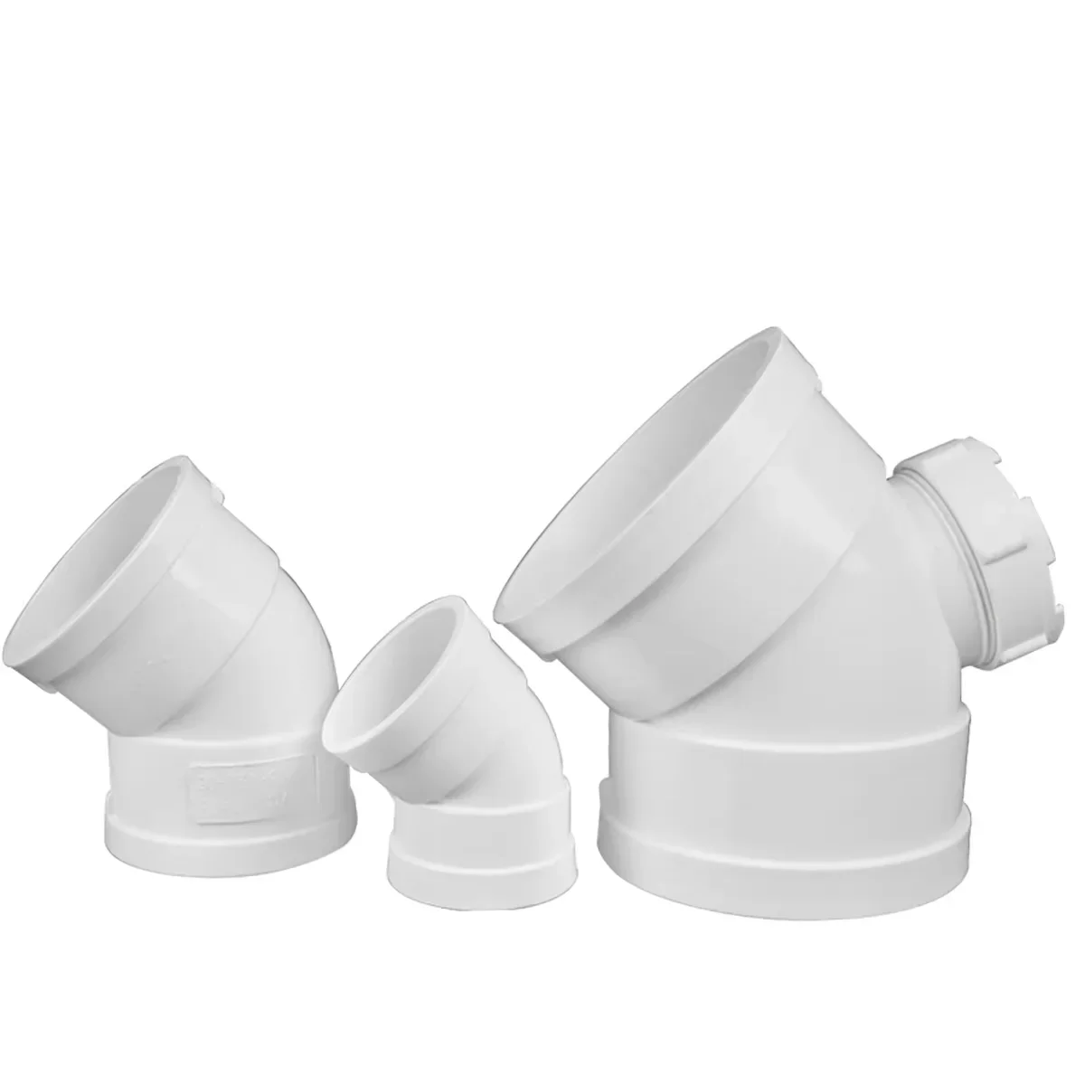 1-10pcs PVC Drain Pipe Fittings 45 Degree Elbow Connector with Inspection Port 75/110/160 Mm Drainage System Accessory