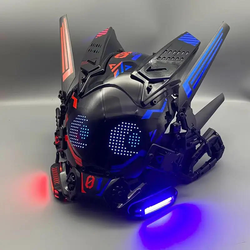Cyber Punk Cos Masker Cosplay Mech Soldaat Met LED-licht Rollende ondertitels Schermmasker Technologie App Controle Helm Feestrekwisieten