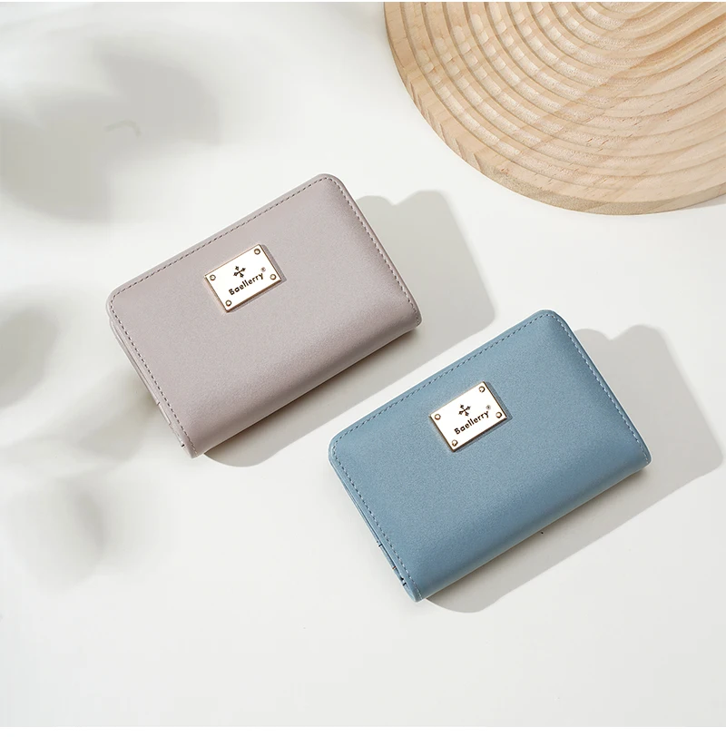 High-Quality New Women's Short Wallet High Capacity Card Clips Simple Zipper Coin Pocket Photo Holder Wallet for Girls