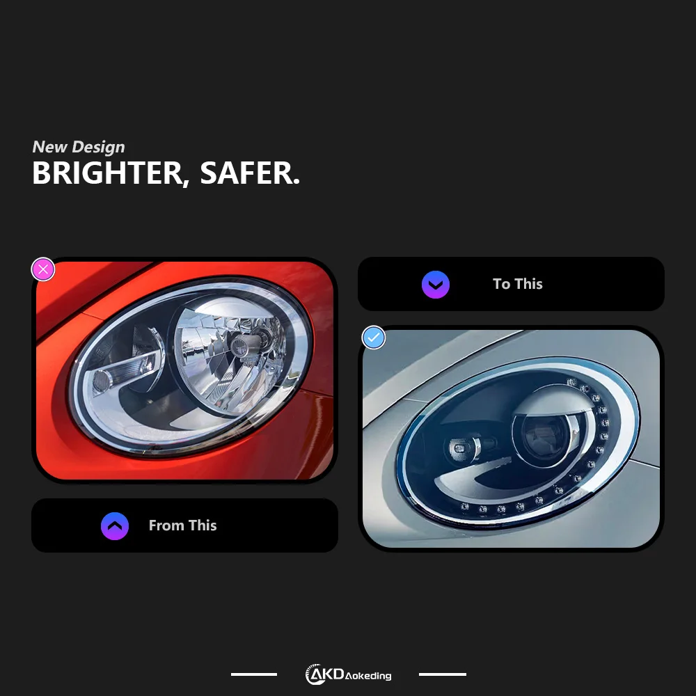 Headlight For VW Beetle 2013-2020 Car автомобильные товары LED DRL Hella 5 Xenon Lens Hid H7 Beetle Car Accessories