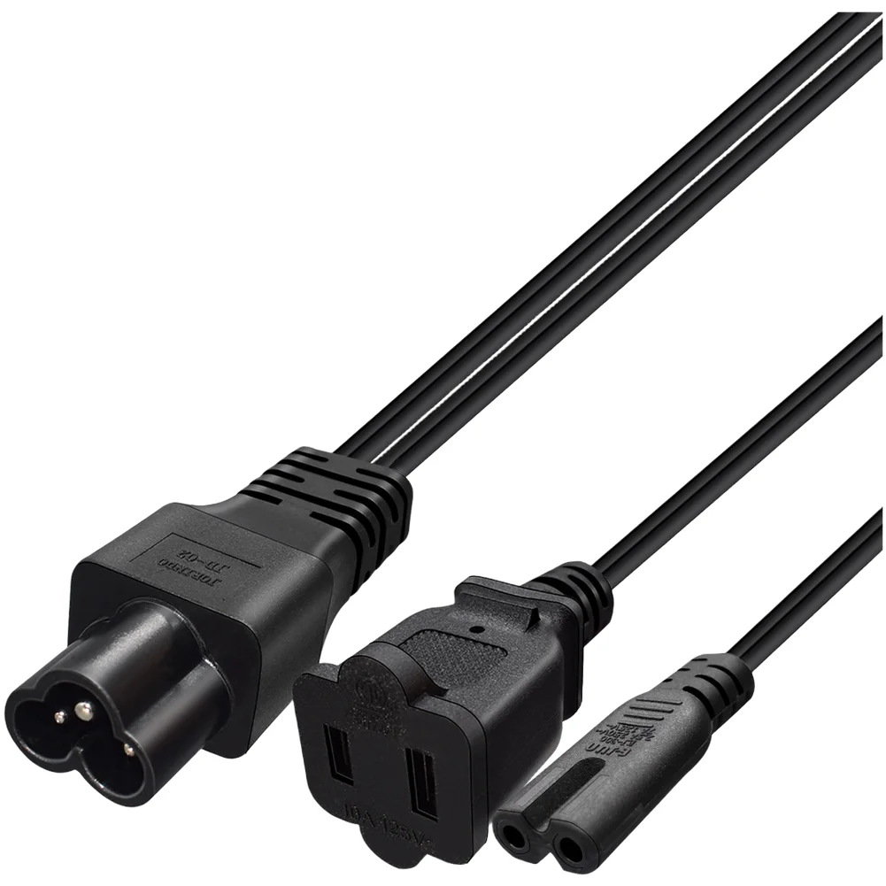 C6 to C7 and 1-15R Power Cord with Pure Copper Conductors Consistent Power Flow for Sensitive Electronic Equipment