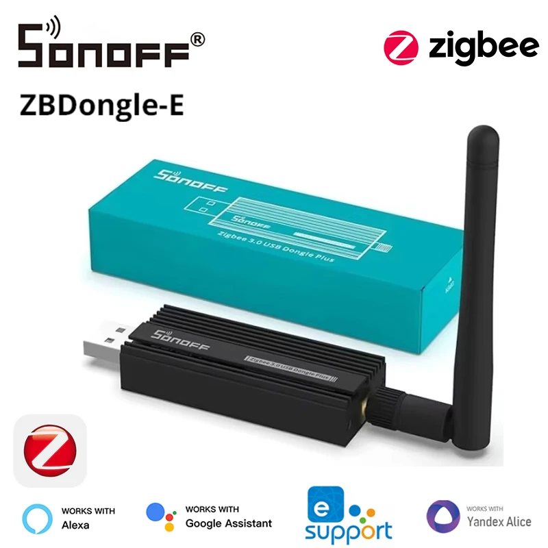 

Беспроводной Zigbee-шлюз SONOFF Zigbee 3.0 USB Dongle Plus E с USB-интерфейсом, поддержкой EFR32MG21, голосовым управлением через Alexa и Google Home