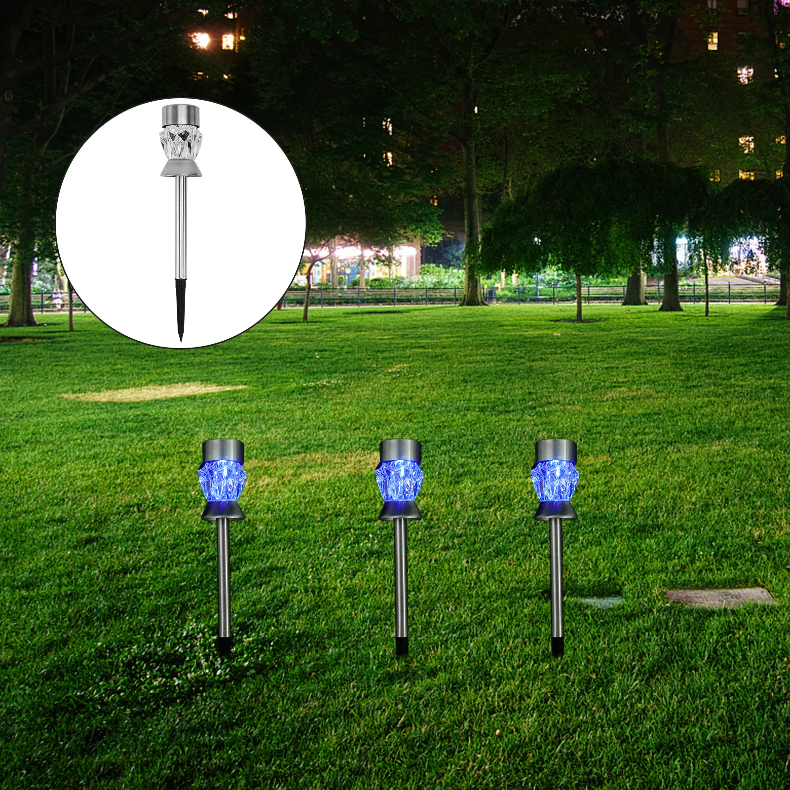 4pcs Solar Ground Insert Lamps Waterproof Colorful Diamond Design Garden Lighting Decorative Lamps For Yard Lawn Park Outdoor