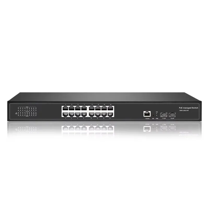 L2 Managed Network 16 Port Gigabit POE Ethernet Switch with 2 SFP Optical Fiber VLAN LACP IGMP SNMP QoS Stackable