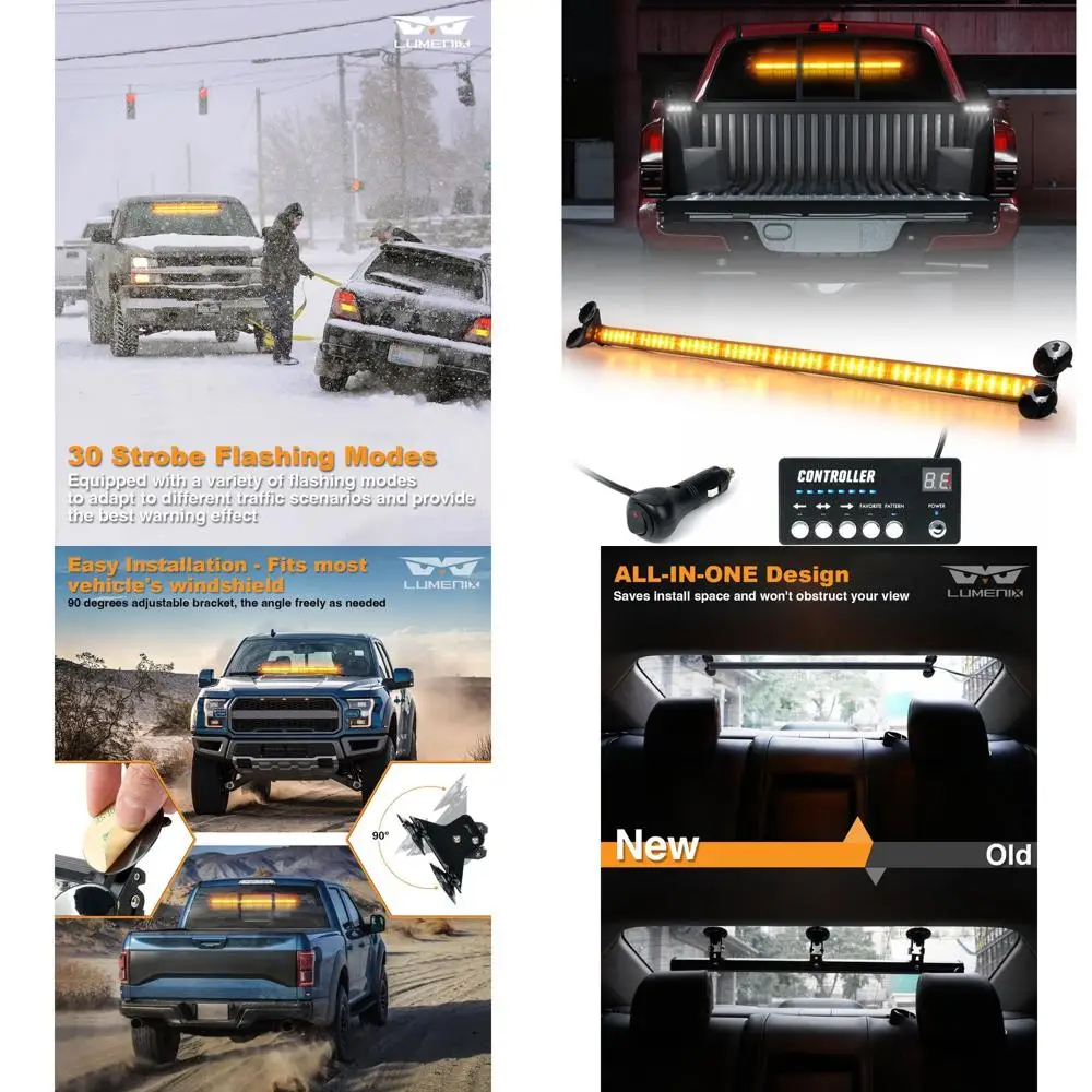 

48 LED Amber Traffic Advisor Strobe Light Bar with Controller for Trucks and Cars - Safety Warning Beacon