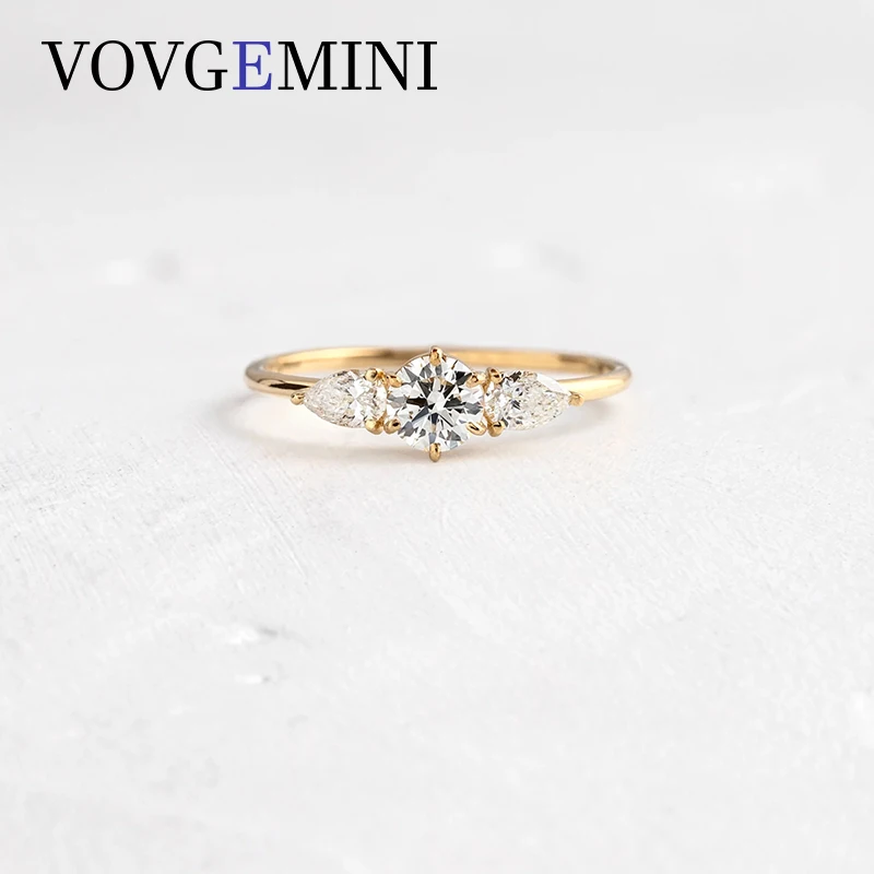 VOVGEMINI 1carat Moissanite Original Genuine 18k Solid Gold Wedding Ring 9k 14k Pear Shape Fine Jewelry For Woman Girls Engageme