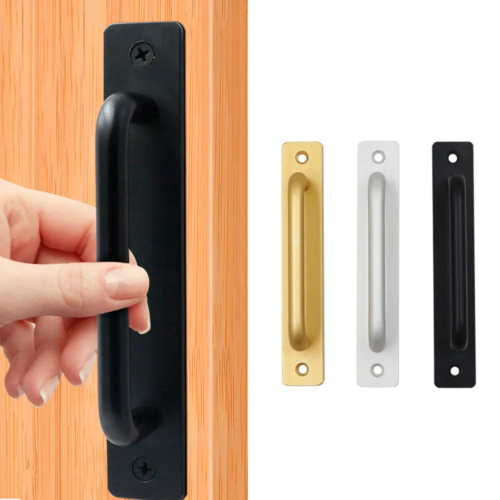 Sliding Door Handle Aluminum Alloy Pull Push Door Handle For Gate Toilet Door Non Perforated Door Window Handles Wood Doors Grip