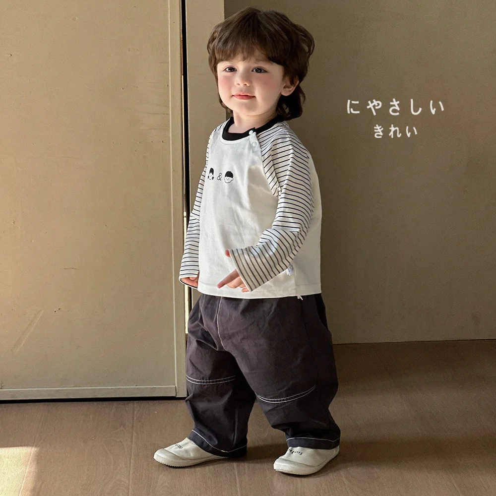 2026 Spring New Baby Casual Pants Cotton Boys Cartoon Bear Trousers Infant Girls Loose Harem Pants Kids Toddler Clothes
