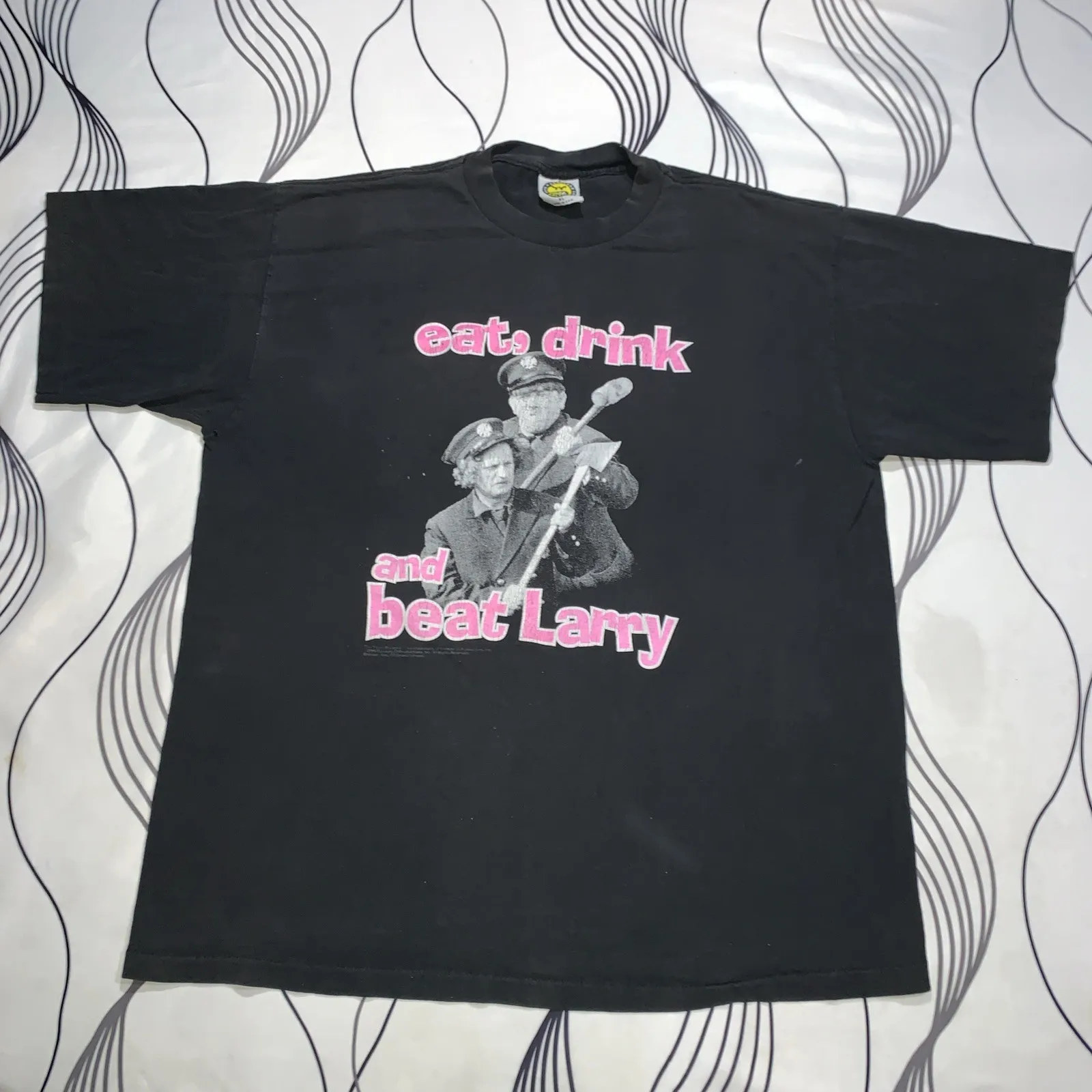 Vintage 90s Three Stooges Eat Drink and Beat Larry Tshirt Size XL USA Balzout