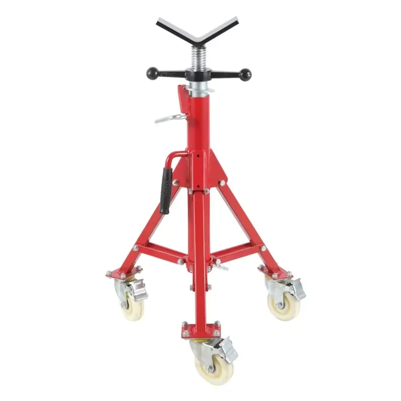 Heavy Duty Steel Pipe Rack with Wheels V Head Design Industrial Storage Stand for Metal Tubes Brackets Support Frame Caster