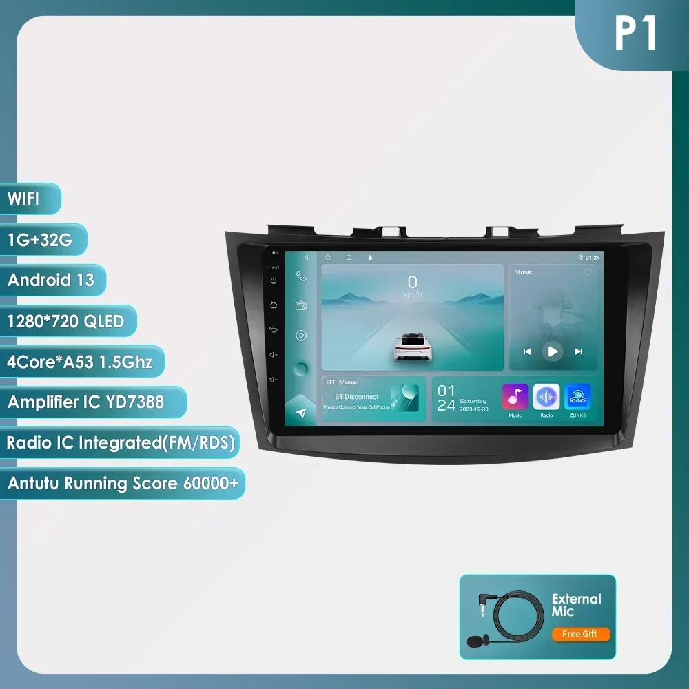 Android 12 Autoradio Auto Stereo Multimedia Speler Voor Suzuki Swift 4 2011-2015 Auto 2 Din Gps Navi Video Carplay 9 Inch 8G 128G